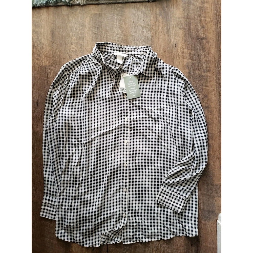 Womens XXL Checkered Button Up Shirt From H&M, Nwt